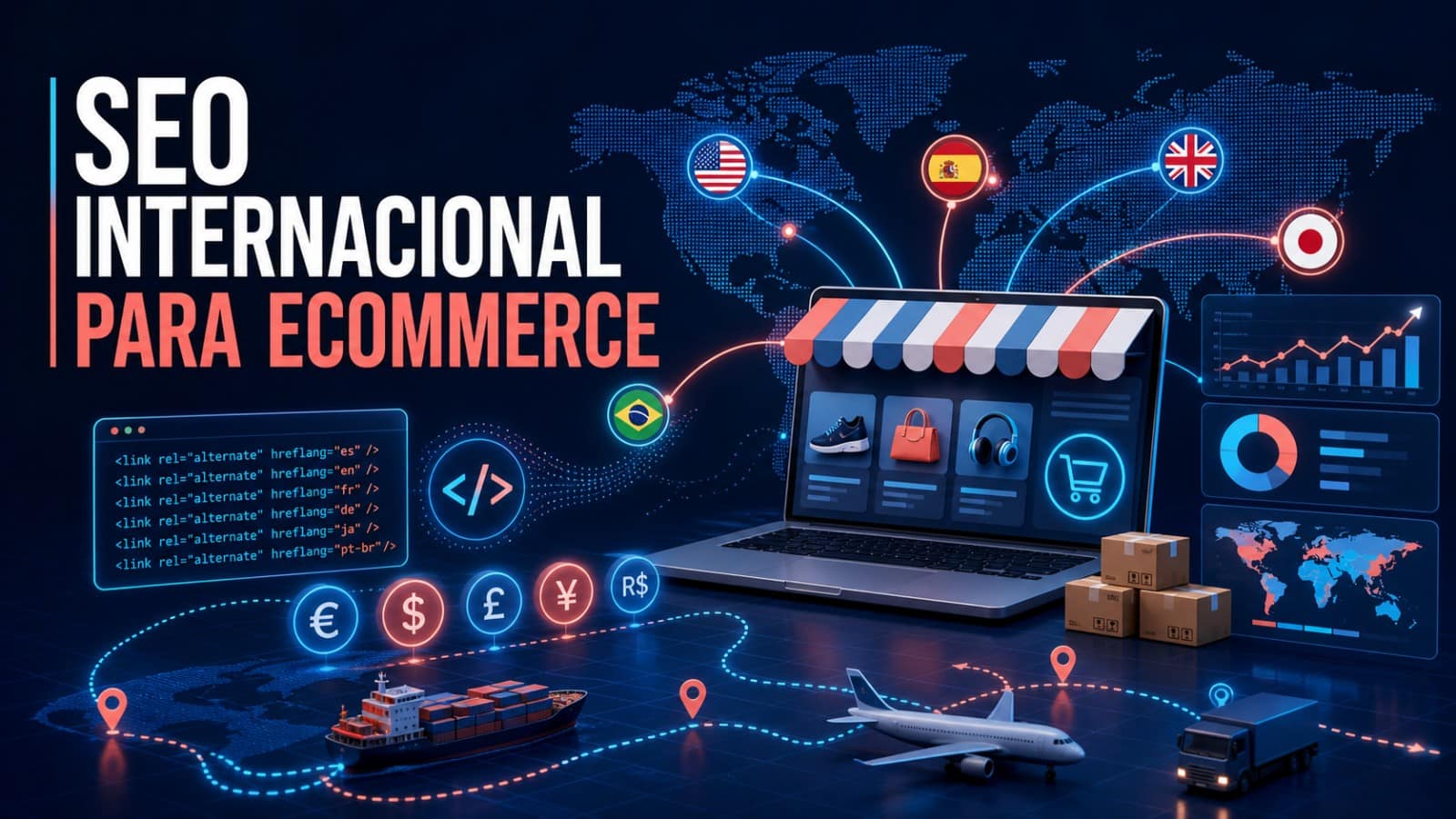 SEO internacional para ecommerce: idiomas, países y hreflang 4 Infografía sobre SEO internacional para ecommerce con idiomas, países, hreflang, monedas, envíos y visibilidad global