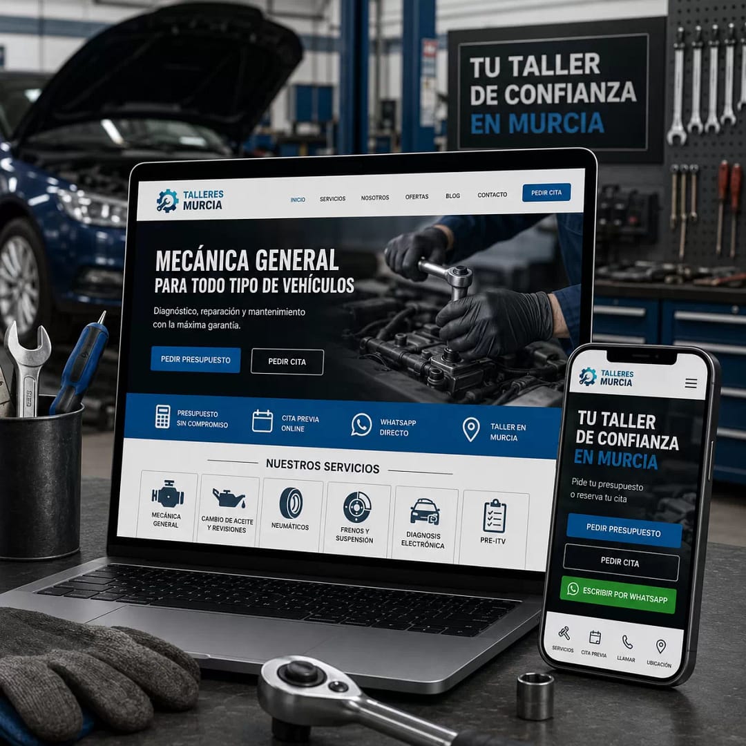 Auto Repair Shop Web Design in Murcia | Ibero Studio 1 Professional web design for auto repair shops in Murcia