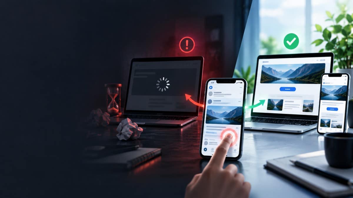 Publicidad sin resultados: por qué necesitas una landing page optimizada 1 Comparación entre una campaña publicitaria con una landing page lenta y otra optimizada para convertir visitas en clientes