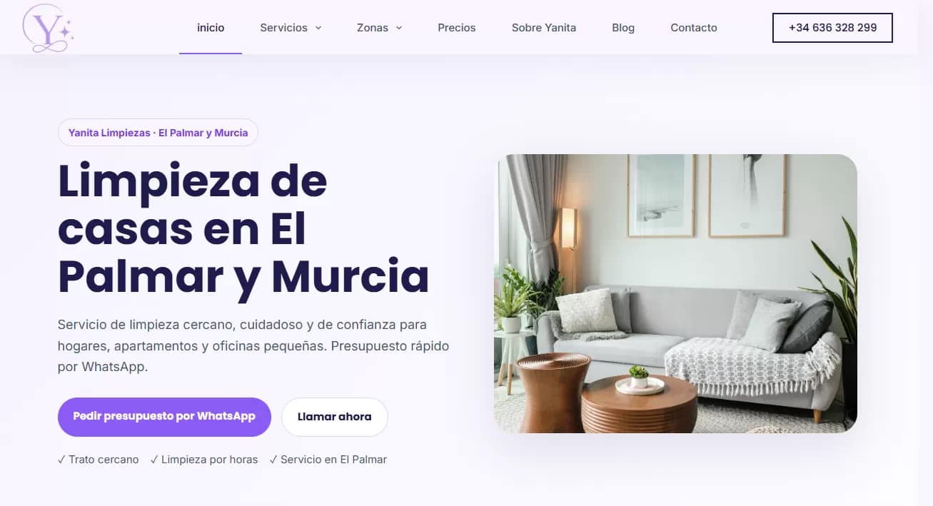 Yanita Limpiezas: cómo construimos desde cero la presencia online de un pequeño proyecto local 1 yanita limpiezas | iberostudio