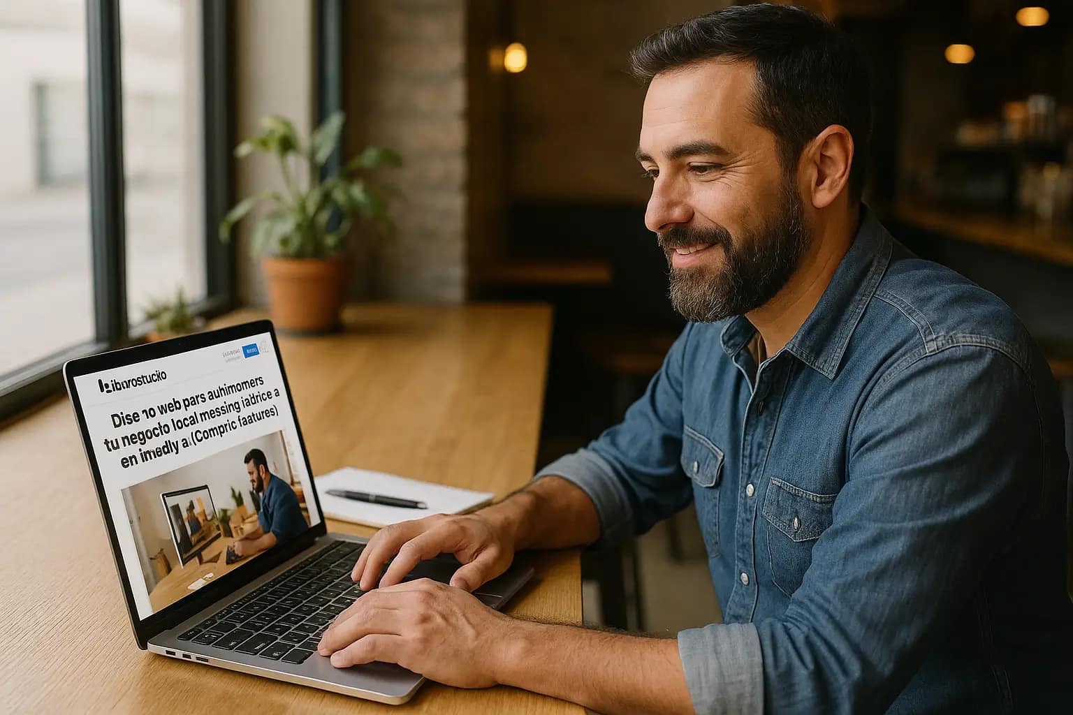 Diseño web para autónomos: tu negocio local necesita estar en línea (y sin complicaciones) 1 Autónomo trabajando en su sitio web con Iberostudio, aprovechando los beneficios del diseño web para autónomos en un entorno moderno y profesional.