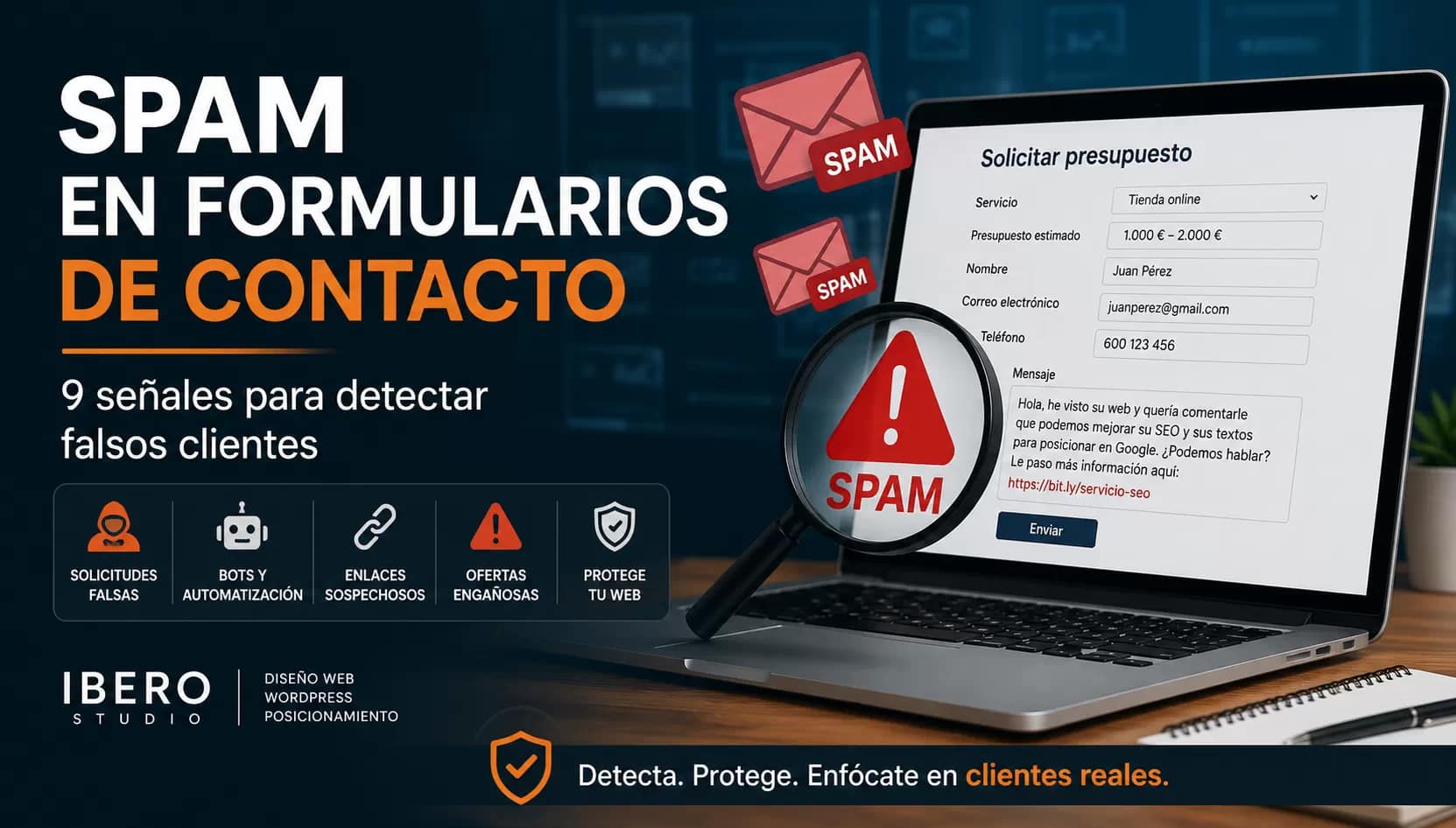 Spam en formularios de contacto: así se disfrazan de clientes para venderte servicios SEO 6 Spam en formularios de contacto con falsa solicitud de presupuesto, enlaces sospechosos y alerta de seguridad web