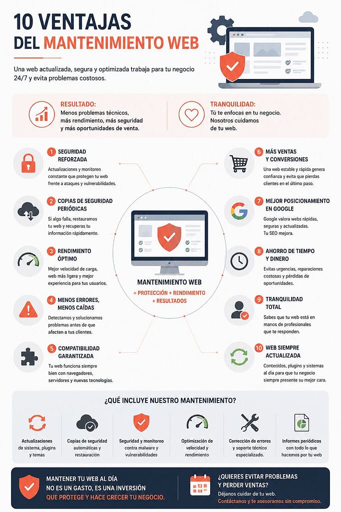 Servicios de mantenimiento web en Murcia: qué incluyen y por qué pueden salvar una venta 3 ventajas del mantenimiento | iberostudio